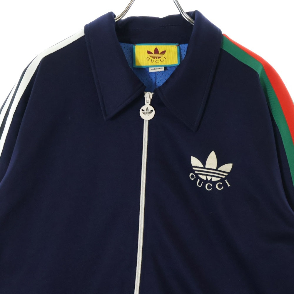 GUCCI(グッチ) 23SS ×adidas アディダス トレフォイル ロゴ刺繍 シェリーライン トラックジャケット ネイビー 692112