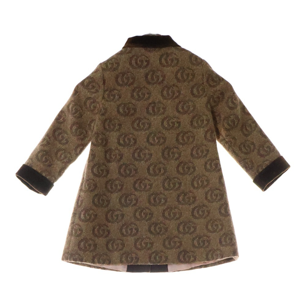 GUCCI(グッチ) ×ANGELA LYNNE GG 総柄 ジャガード ウール ジャケット コート ベージュ キッズ レディース 694945
