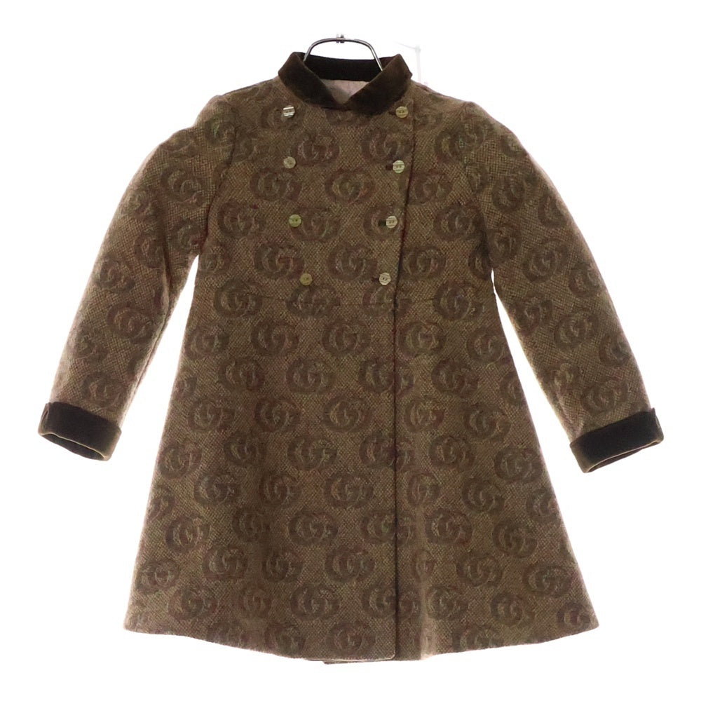 GUCCI(グッチ) ×ANGELA LYNNE GG 総柄 ジャガード ウール ジャケット コート ベージュ キッズ レディース 694899