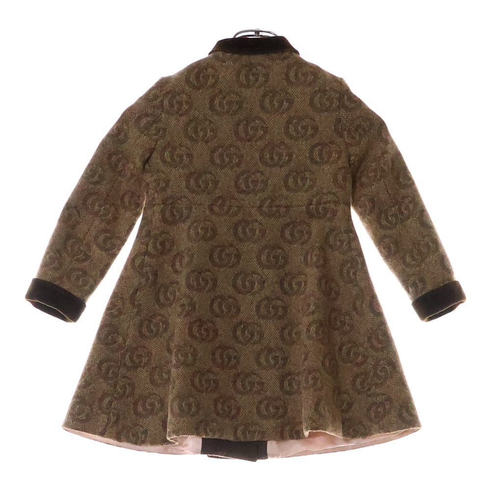 GUCCI(グッチ) ×ANGELA LYNNE GG 総柄 ジャガード ウール ジャケット コート ベージュ キッズ レディース 694899
