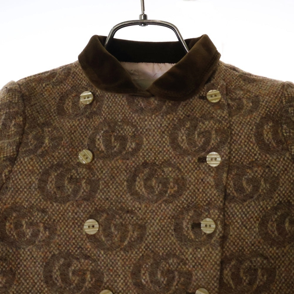 GUCCI(グッチ) ×ANGELA LYNNE GG 総柄 ジャガード ウール ジャケット コート ベージュ キッズ レディース 694899