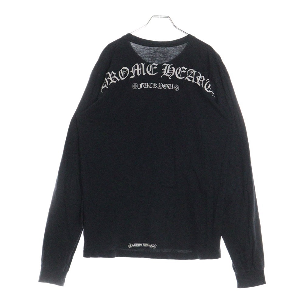 CHROME HEARTS(クロムハーツ) Fuck You L/S Pocket Tee ファックユーバックアーチロゴ ポケット付き クルーネック 長袖Tシャツ カットソー ブラック