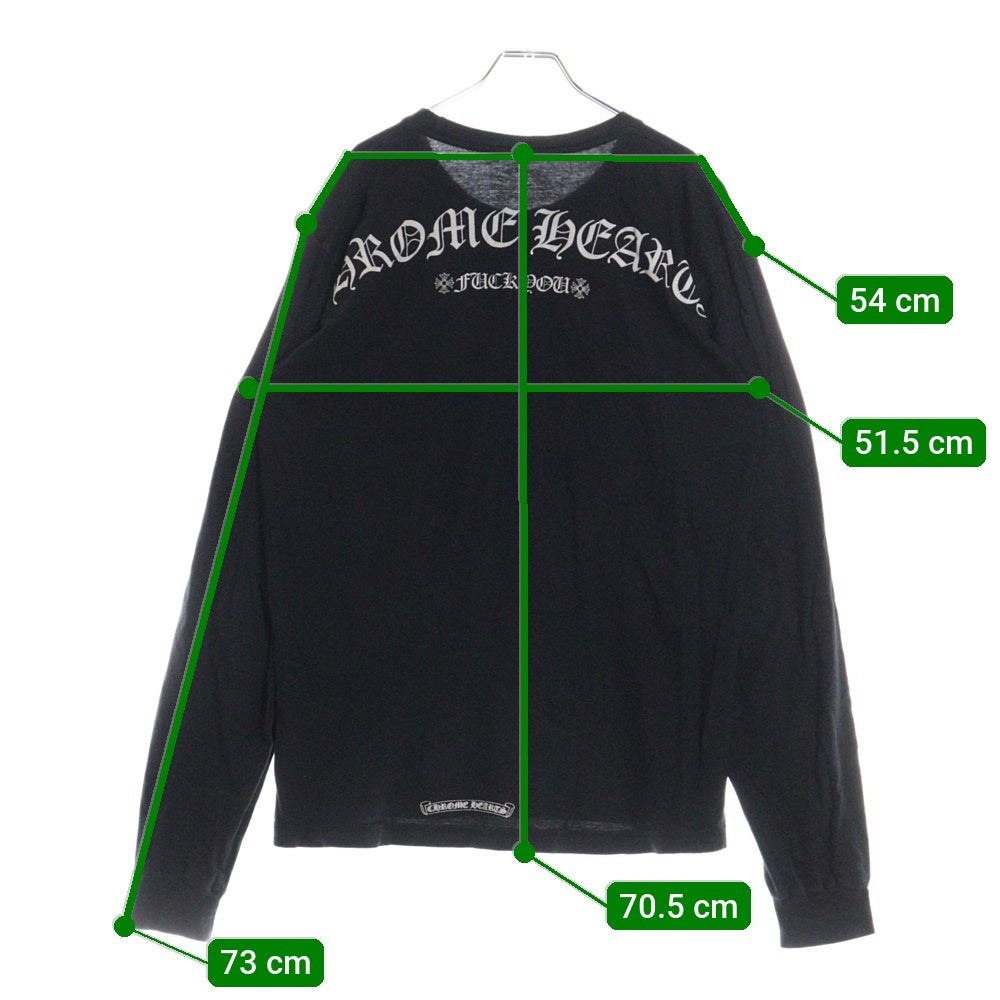 CHROME HEARTS(クロムハーツ) Fuck You L/S Pocket Tee ファックユーバックアーチロゴ ポケット付き クルーネック 長袖Tシャツ カットソー ブラック