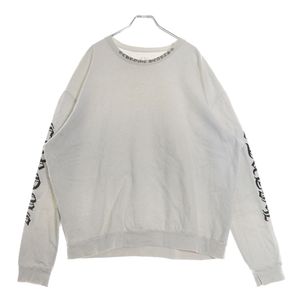 CHROME HEARTS(クロムハーツ) SWTSHRT PLVR ネックロゴプリント クルーネックス ウェット トレーナー ホワイト