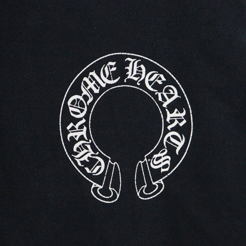 CHROME HEARTS(クロムハーツ) STENCIL HOODIE スリーブマルチロゴ ステンシル ホースシュープリント スウェット プルオーバーパーカー ブラック