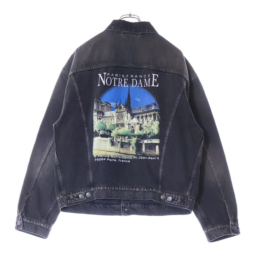 BALENCIAGA(バレンシアガ) Notre Dame Denim Jacket ノートルダム パックプリント デニムジャケット ブラック 646921 TBP47