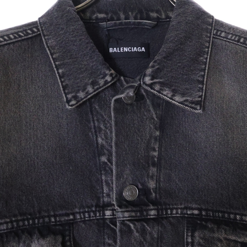 BALENCIAGA(バレンシアガ) Notre Dame Denim Jacket ノートルダム パックプリント デニムジャケット ブラック 646921 TBP47