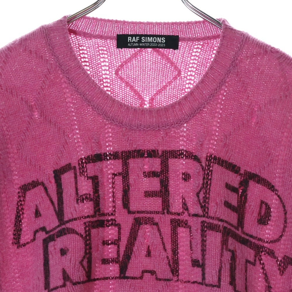 RAF SIMONS(ラフシモンズ) 22AW Loose Fit Braid Relief Printed Sweater グラフィックプリント ニットセーター ピンク 222-855