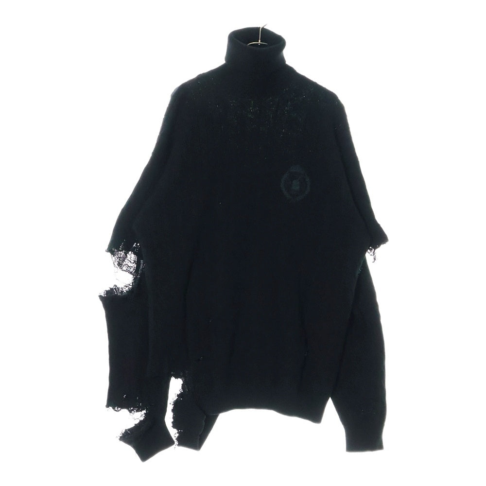 BALENCIAGA(バレンシアガ) Damage Turtle Neck Knit Sweater ダメージ加工 タートルネックニットセーター ブラック 696106 T3235