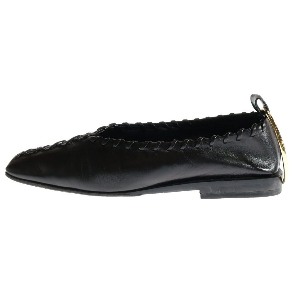 JIL SANDER(ジルサンダー) Ballerina バレリーナ スクエアトゥ レザー フラットシューズ ブラック レディース J15WZ0009 P4864