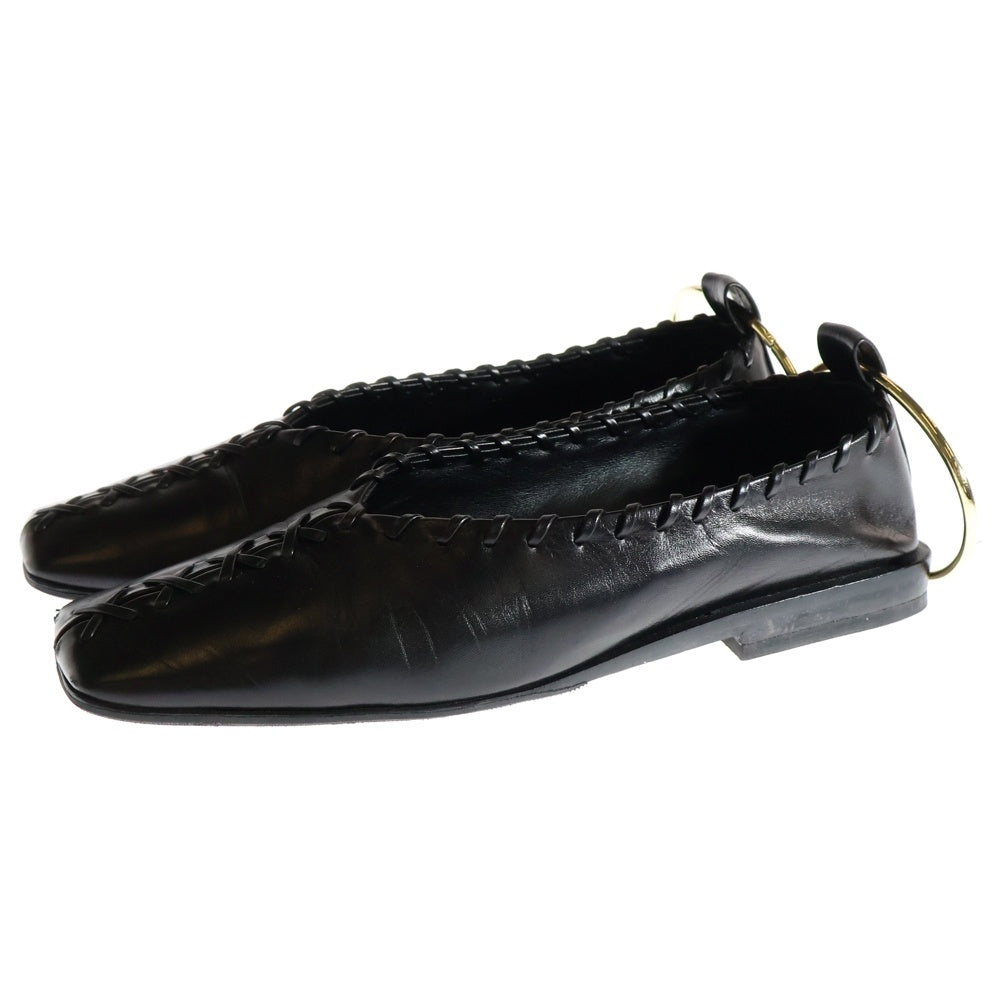 JIL SANDER(ジルサンダー) Ballerina バレリーナ スクエアトゥ レザー フラットシューズ ブラック レディース J15WZ0009 P4864