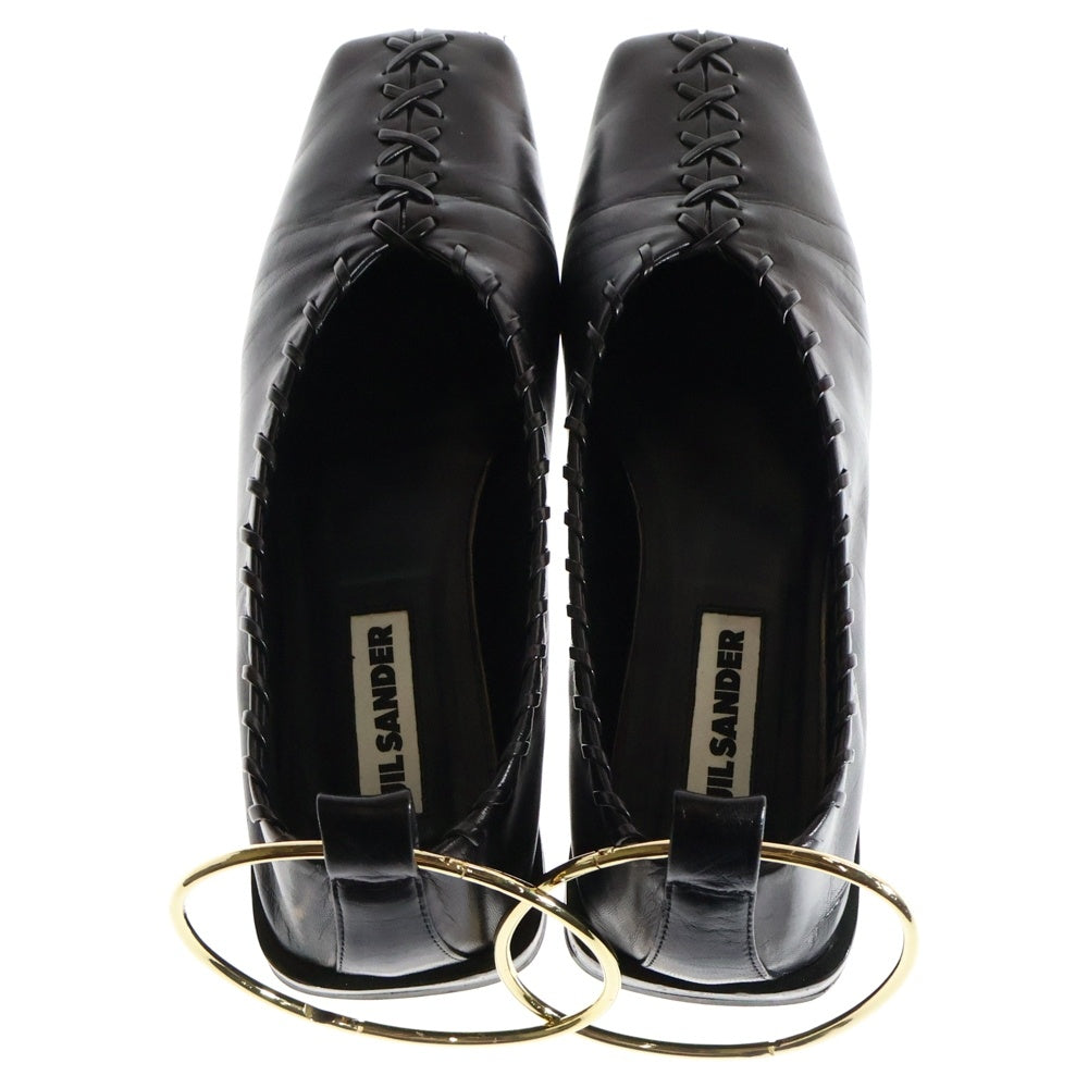JIL SANDER(ジルサンダー) Ballerina バレリーナ スクエアトゥ レザー フラットシューズ ブラック レディース J15WZ0009 P4864