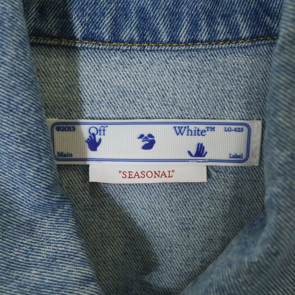 OFF-WHITE(オフホワイト) 23SS Oversized Splatter-Detailed Buttoned Denim Jacket オーバーサイズ スプラッターディテール ボタン デニム トラッカージャケット OMYE083S23DEN001