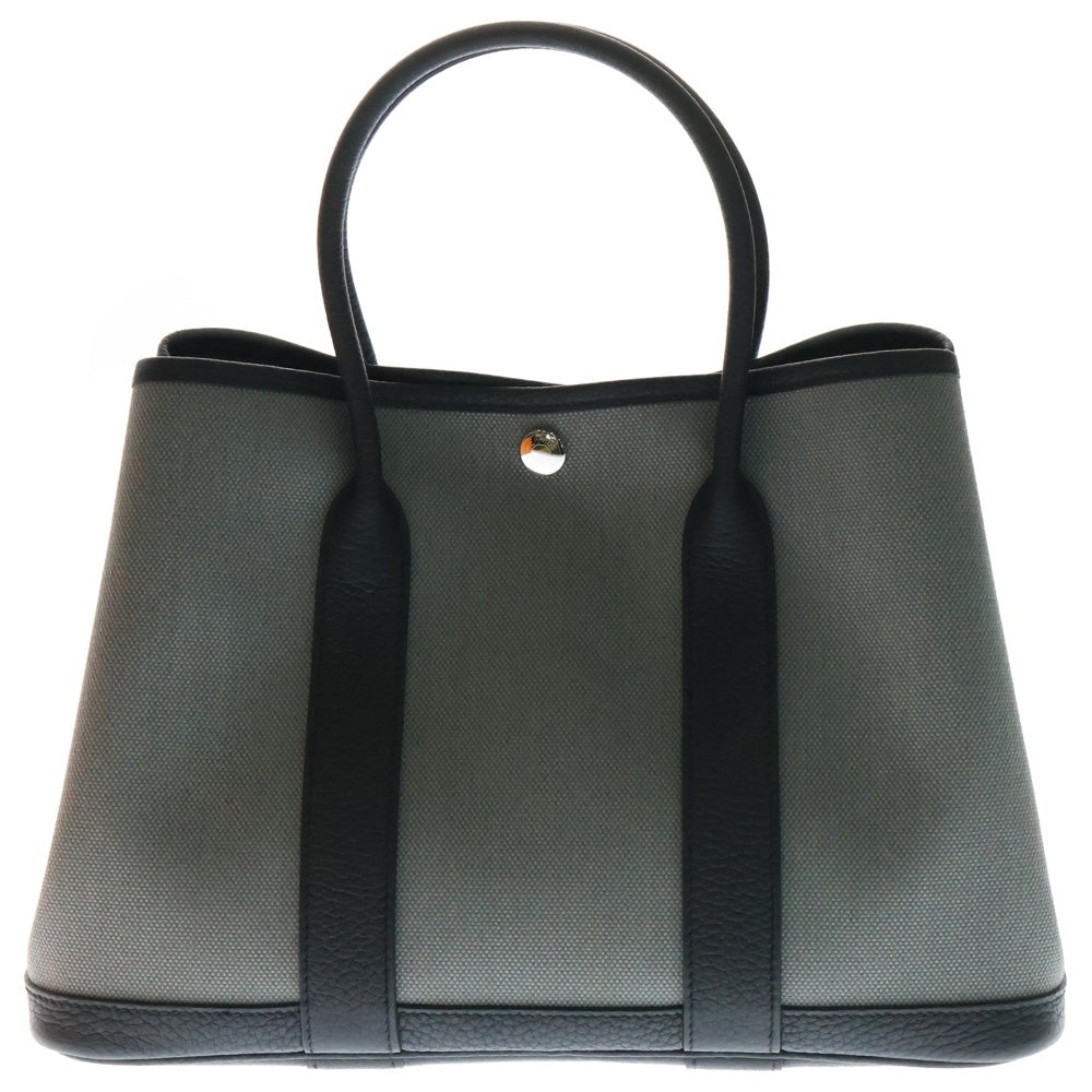 HERMES(エルメス) ガーデンパーティー TPM トワルオフィシエ レザー キャンバス ハンド トートバッグ ブラック K刻印 レディース