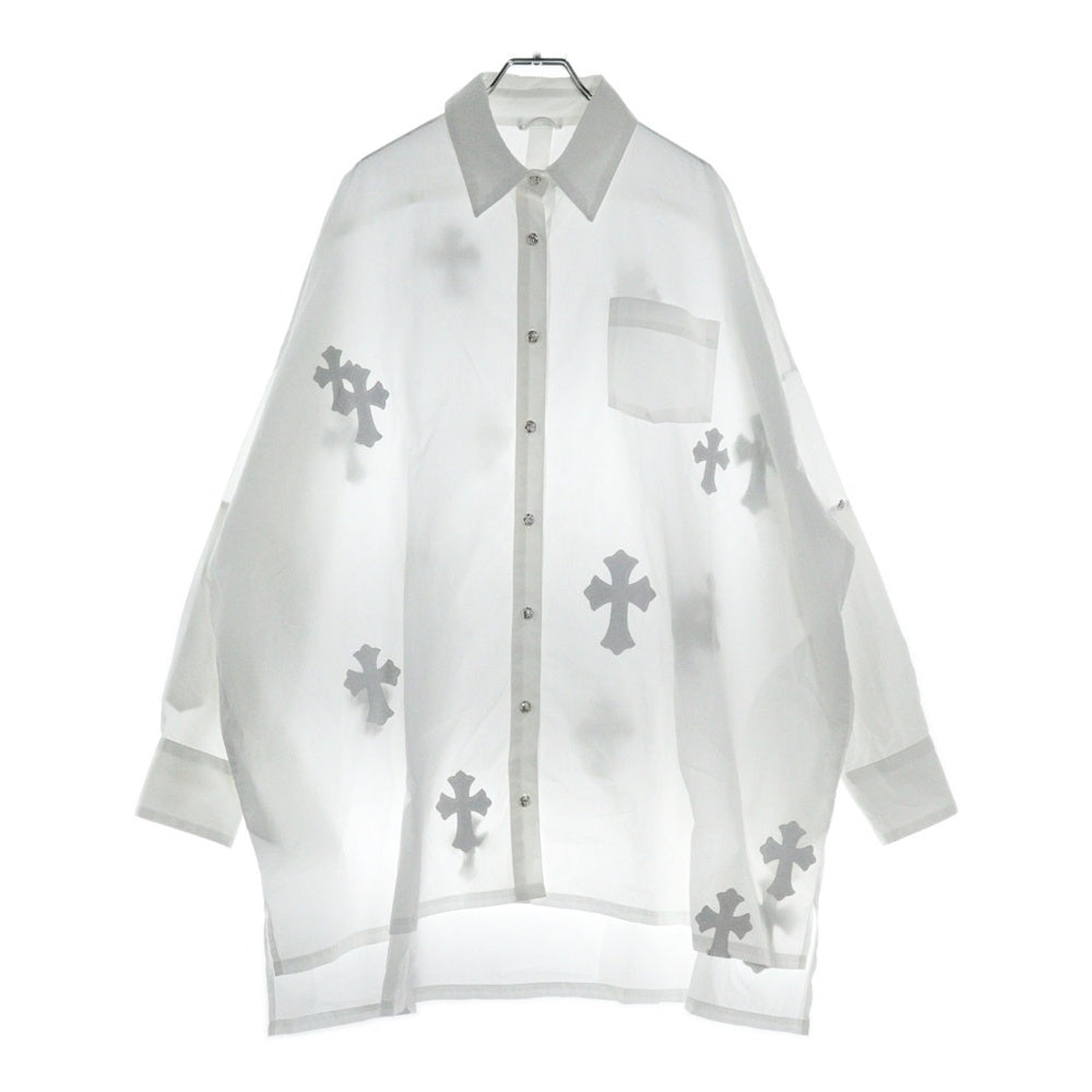 CHROME HEARTS(クロムハーツ) MAHAL KITA マハルキタ クロスパッチ クロスボタン ロングスリーブ 長袖シャツ ホワイト