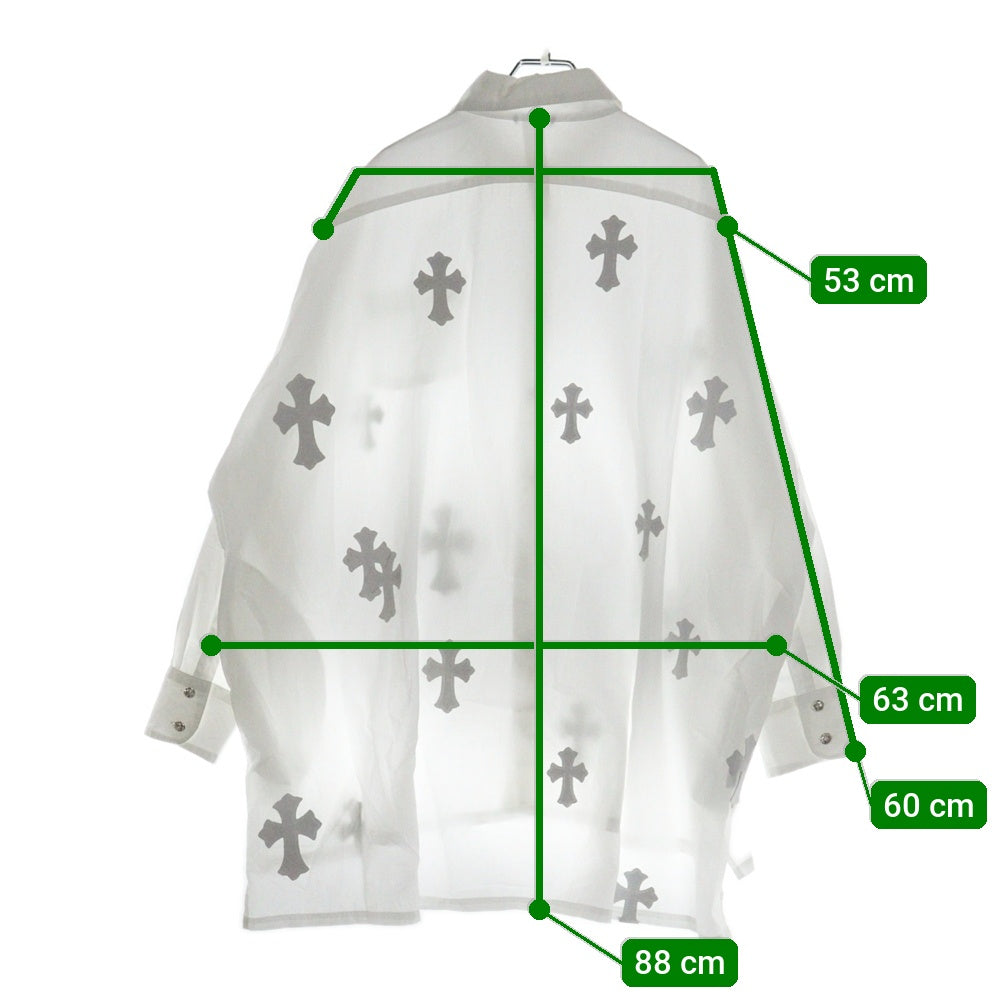 CHROME HEARTS(クロムハーツ) MAHAL KITA マハルキタ クロスパッチ クロスボタン ロングスリーブ 長袖シャツ ホワイト