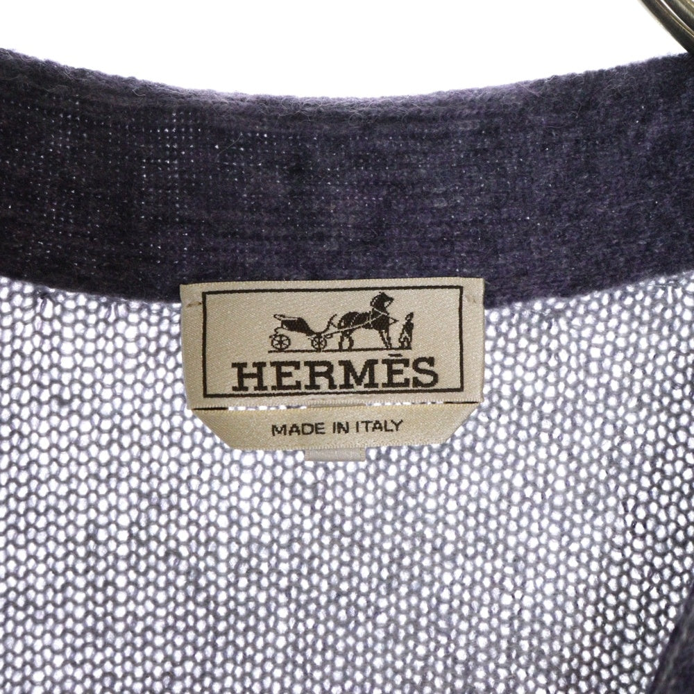 HERMES(エルメス) 24AW Reflets Equestres ルフレ グラデーション カシミヤ混 ニットカーディガン パープル