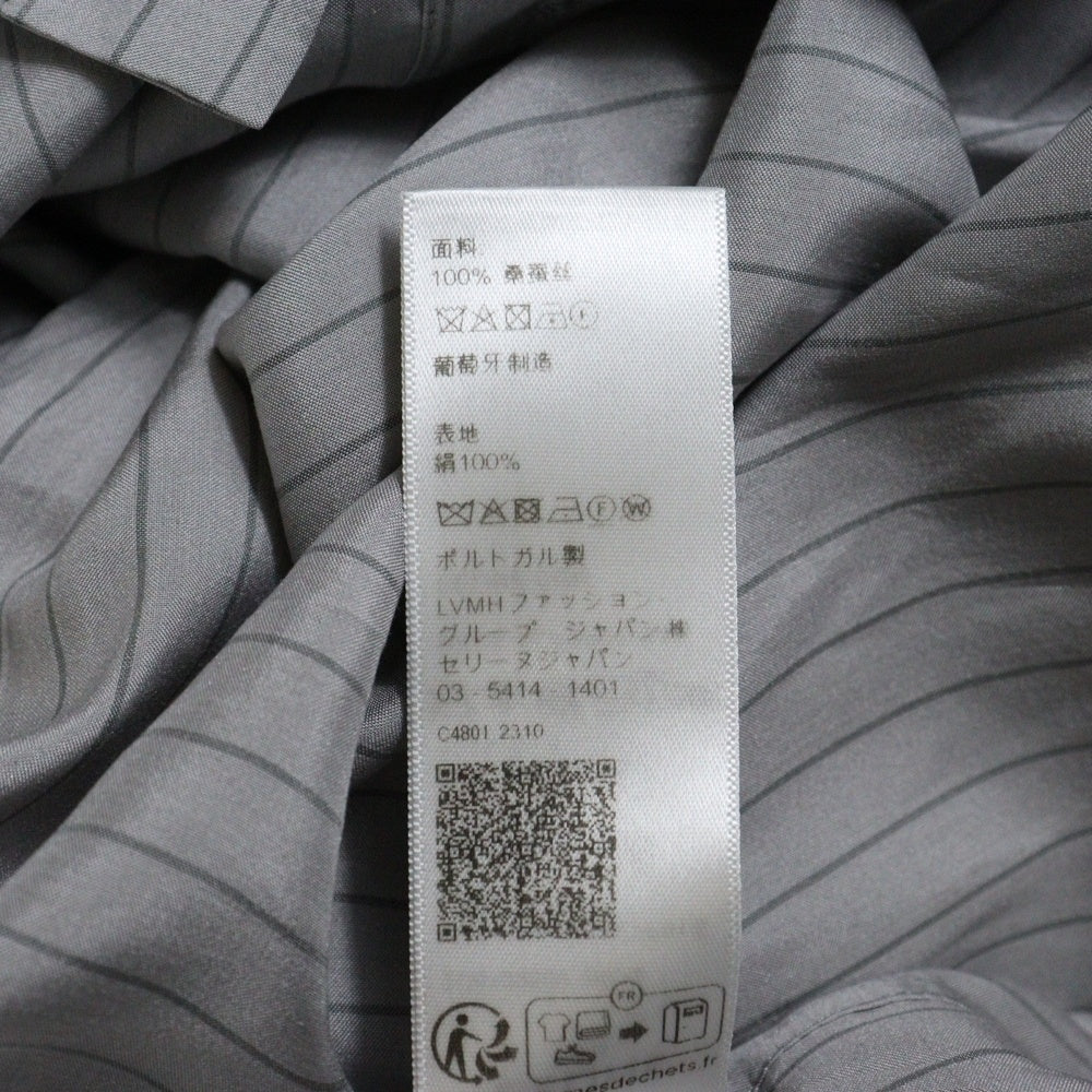CELINE(セリーヌ) 23AW シルク ストライプロングスリーブ 長袖シャツ グレー 2C813350V.08CQ