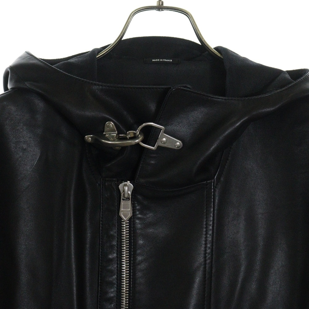 HERMES(エルメス) セリエボタン ファイアーマン ジップアップ レザージャケット ブラック