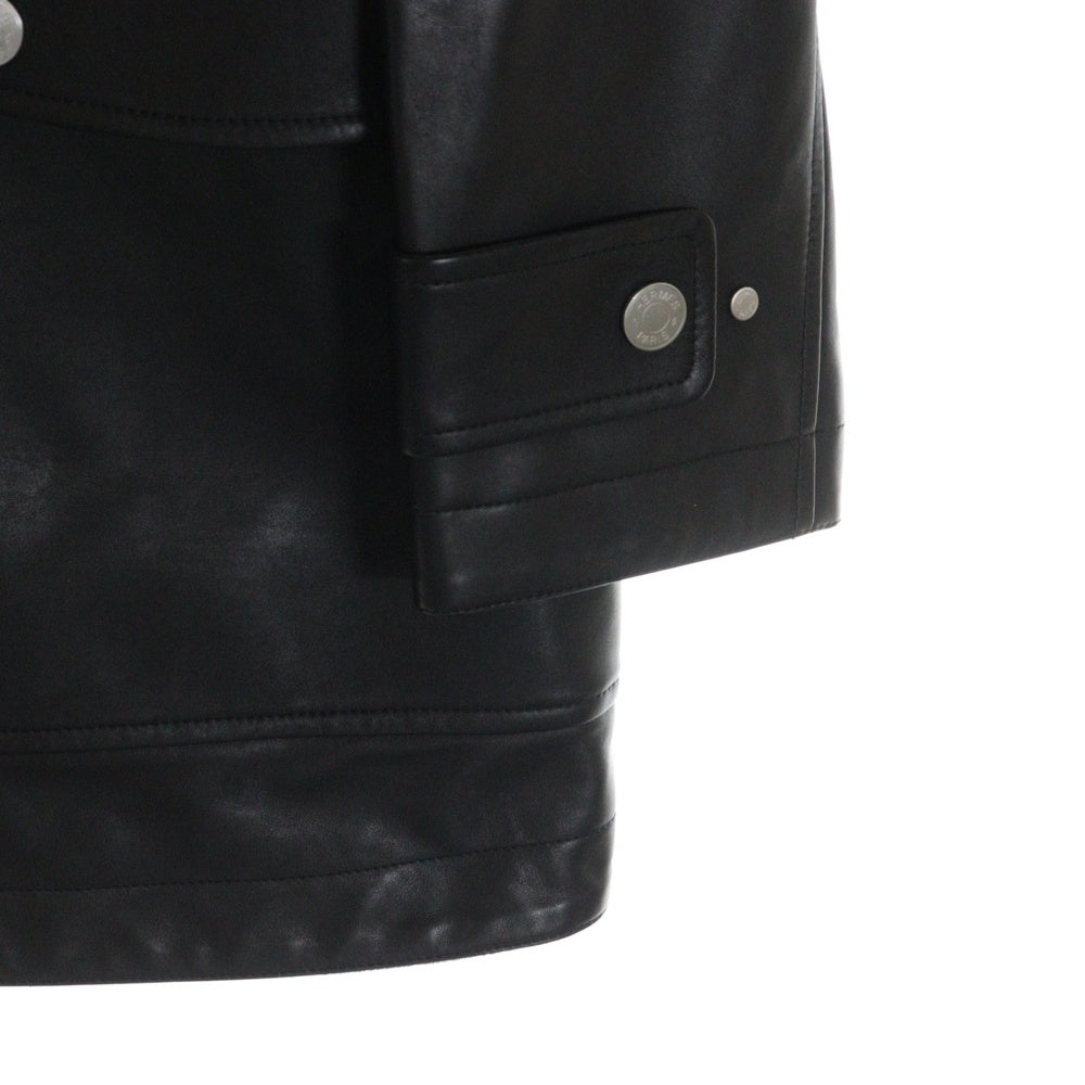 HERMES(エルメス) セリエボタン ファイアーマン ジップアップ レザージャケット ブラック