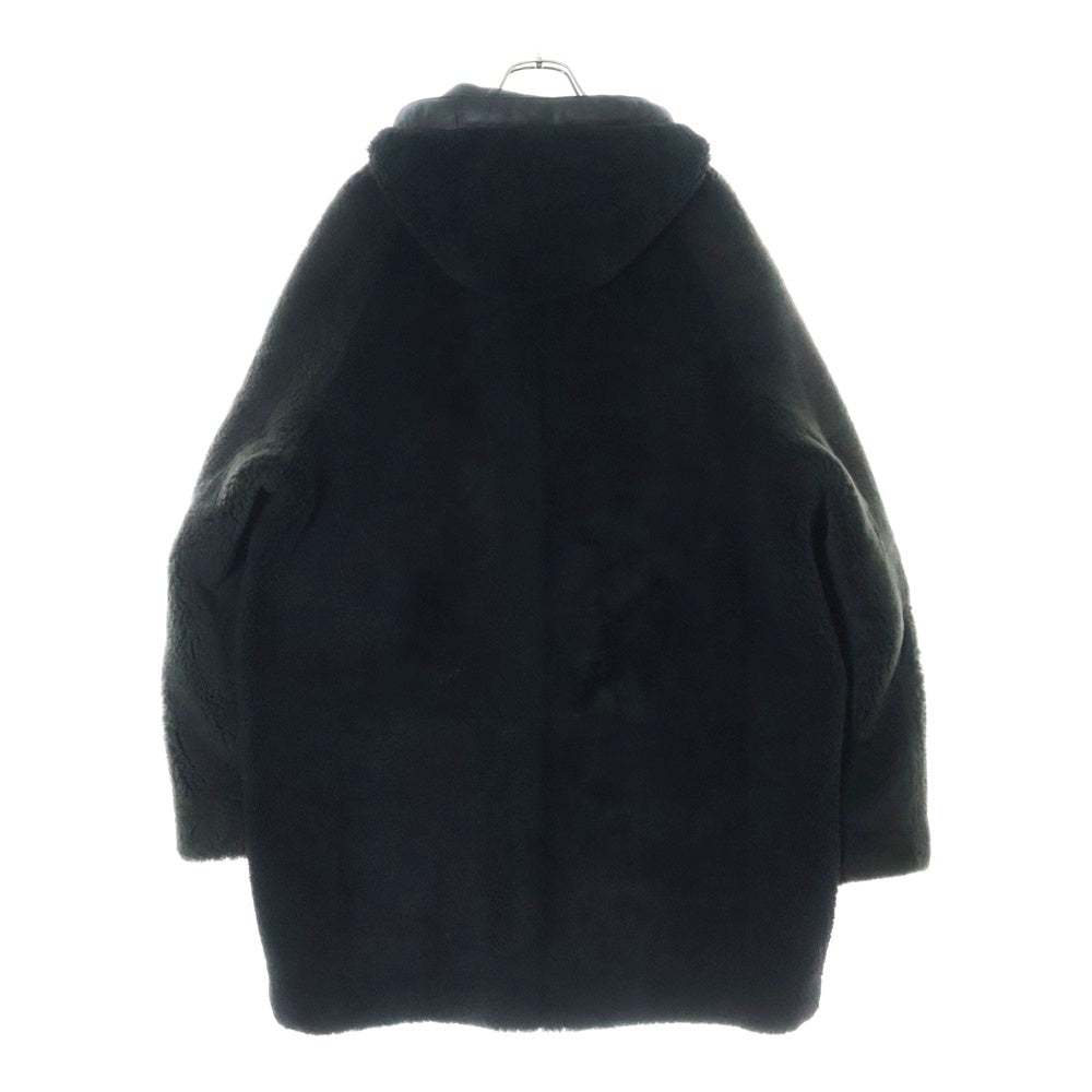 HERMES(エルメス) 24AW セリエボタン ジップアップ リバーシブル フーデッド ムートン レザージャケット ブラック