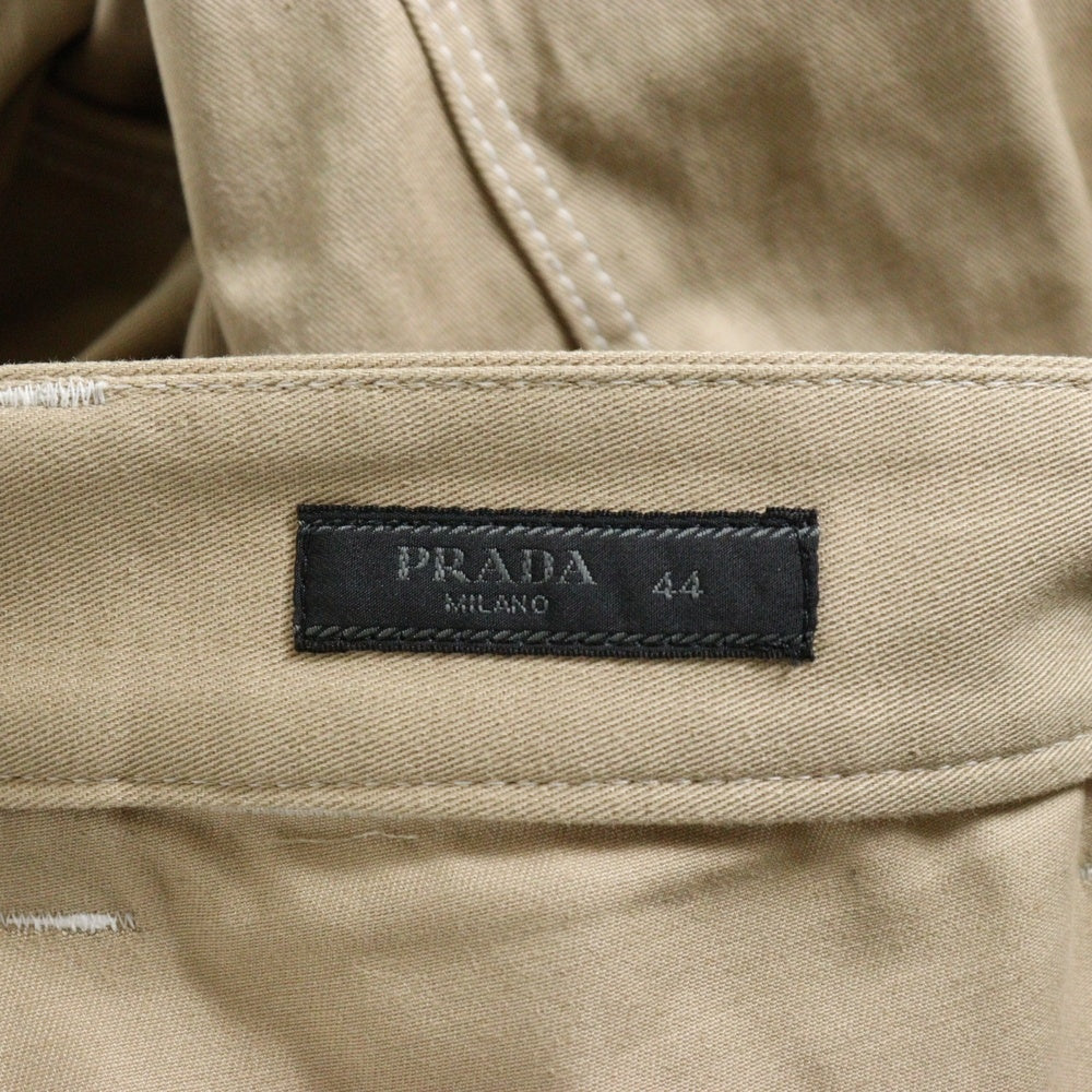 PRADA(プラダ) 23AW トライアングルロゴプレート ストレッチ コットン カーペンター ロングパンツ ベージュ SPH291 S232 108I