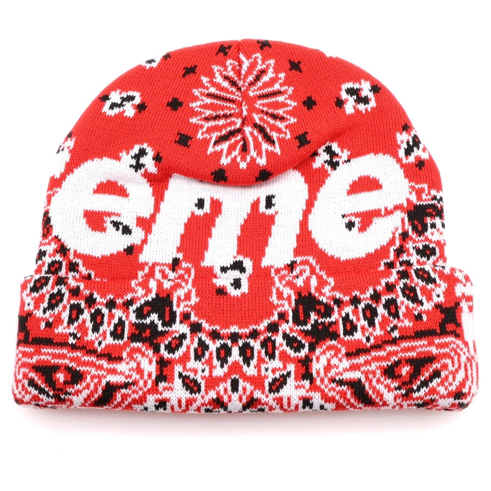 SUPREME(シュプリーム) 24AW Bandana Big Logo Beanie バンダナ ビッグボックスロゴ ビーニー ニットキャップ 帽子 レッド