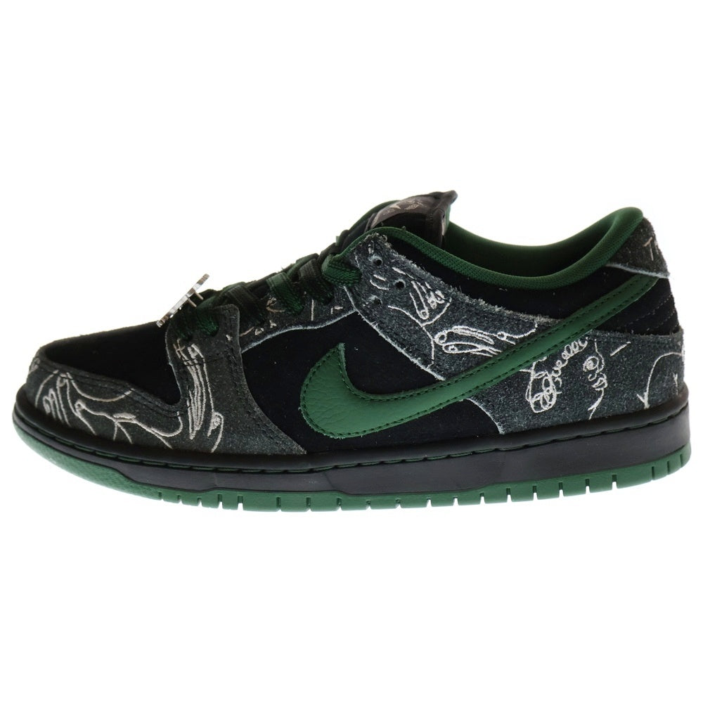 NIKE SB(ナイキエスビー) ×THERE SKATEBOARDS DUNK LOW PRO ゼア スケートボード ダンクロー アンスラサイト ローカットスニーカー ブラック/グリーン US8/26cm HF7743-001