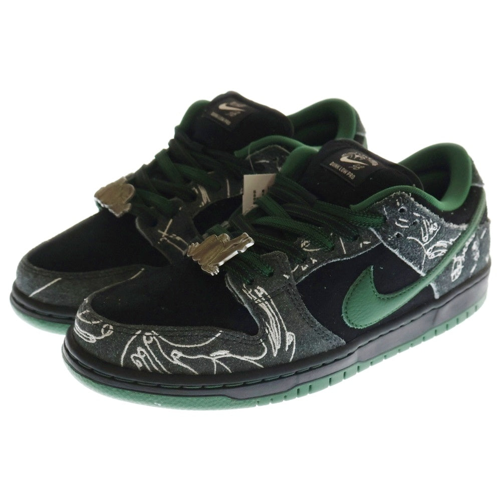 NIKE SB(ナイキエスビー) ×THERE SKATEBOARDS DUNK LOW PRO ゼア スケートボード ダンクロー アンスラサイト ローカットスニーカー ブラック/グリーン US8/26cm HF7743-001