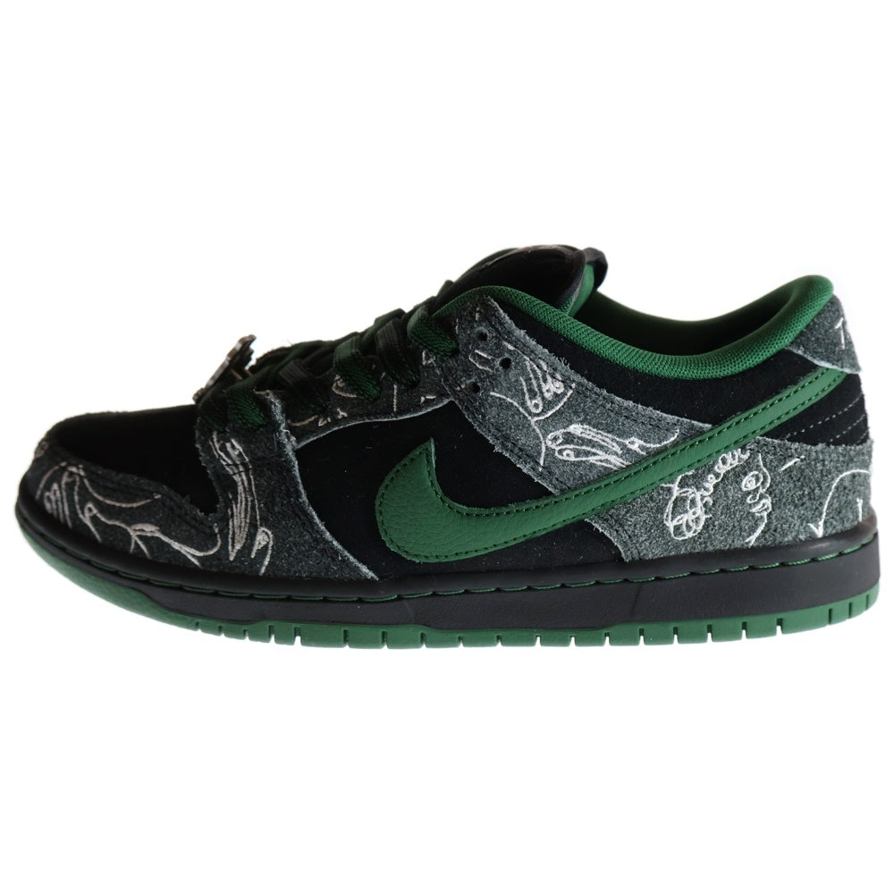 NIKE SB(ナイキエスビー) ×THERE SKATEBOARDS DUNK LOW PRO ゼア スケートボード ダンクロー アンスラサイト ローカットスニーカー ブラック/グリーン US8/26cm HF7743-001