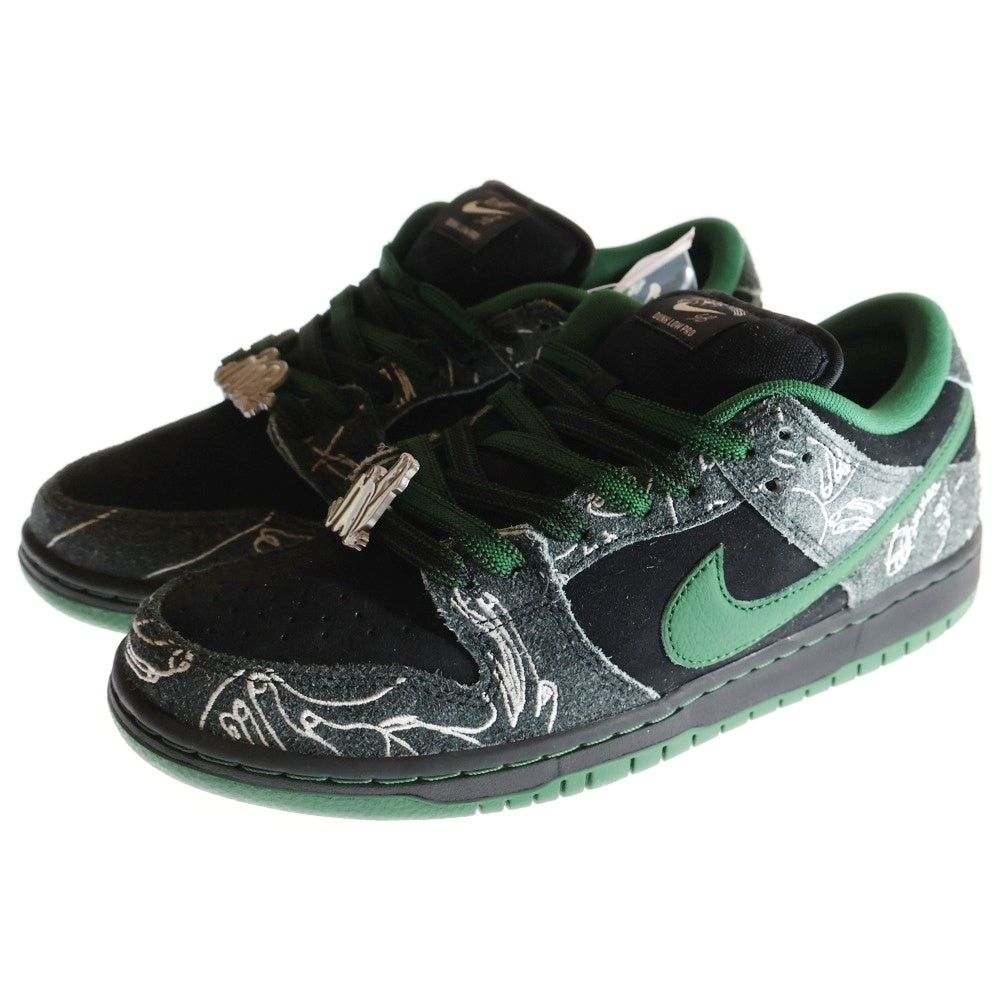 NIKE SB(ナイキエスビー) ×THERE SKATEBOARDS DUNK LOW PRO ゼア スケートボード ダンクロー アンスラサイト ローカットスニーカー ブラック/グリーン US8/26cm HF7743-001