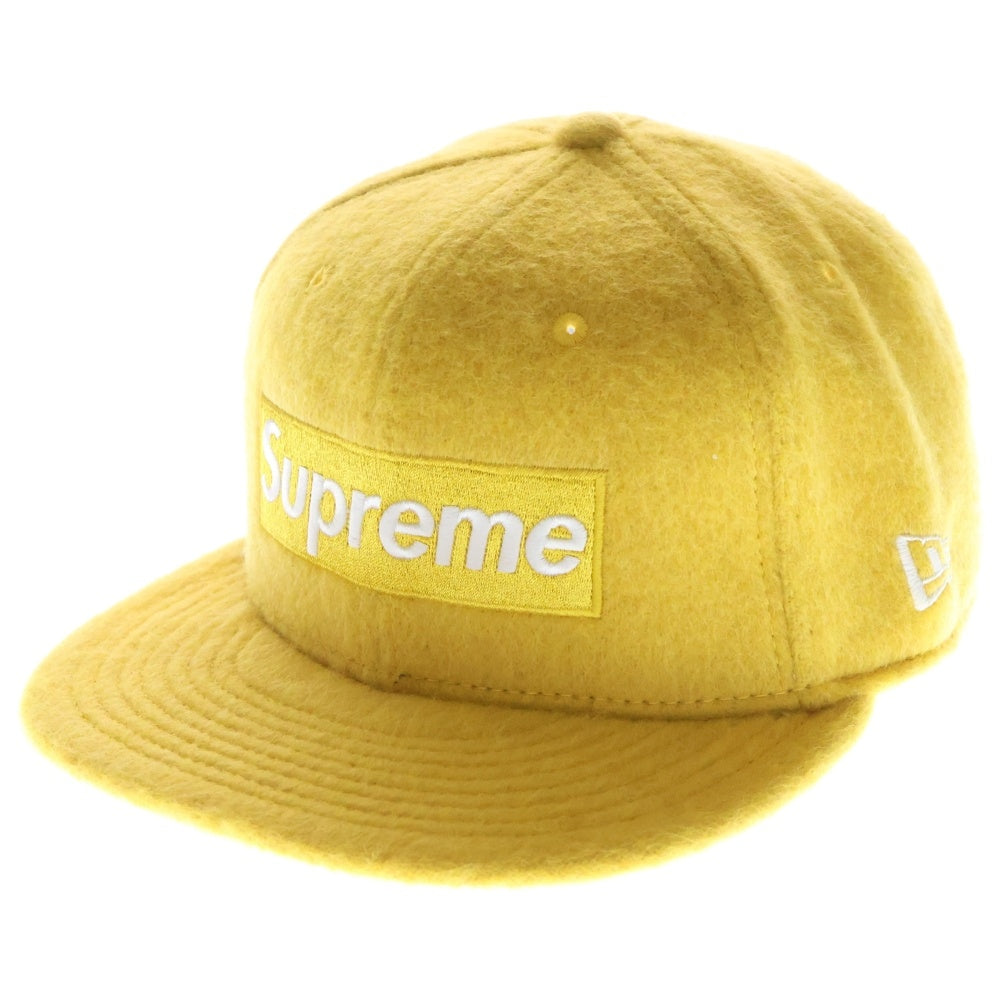 SUPREME(シュプリーム) 24AW ×NEW ERA Brushed Wool Box Logo ブラッシュド ボックスロゴ ウール 6パネルキャップ 帽子 イエロー