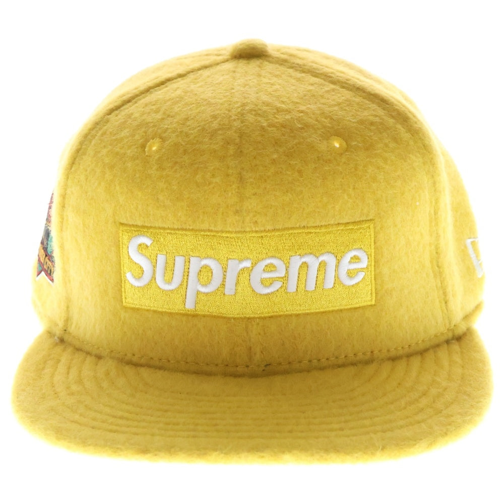 SUPREME(シュプリーム) 24AW ×NEW ERA Brushed Wool Box Logo ブラッシュド ボックスロゴ ウール 6パネルキャップ 帽子 イエロー