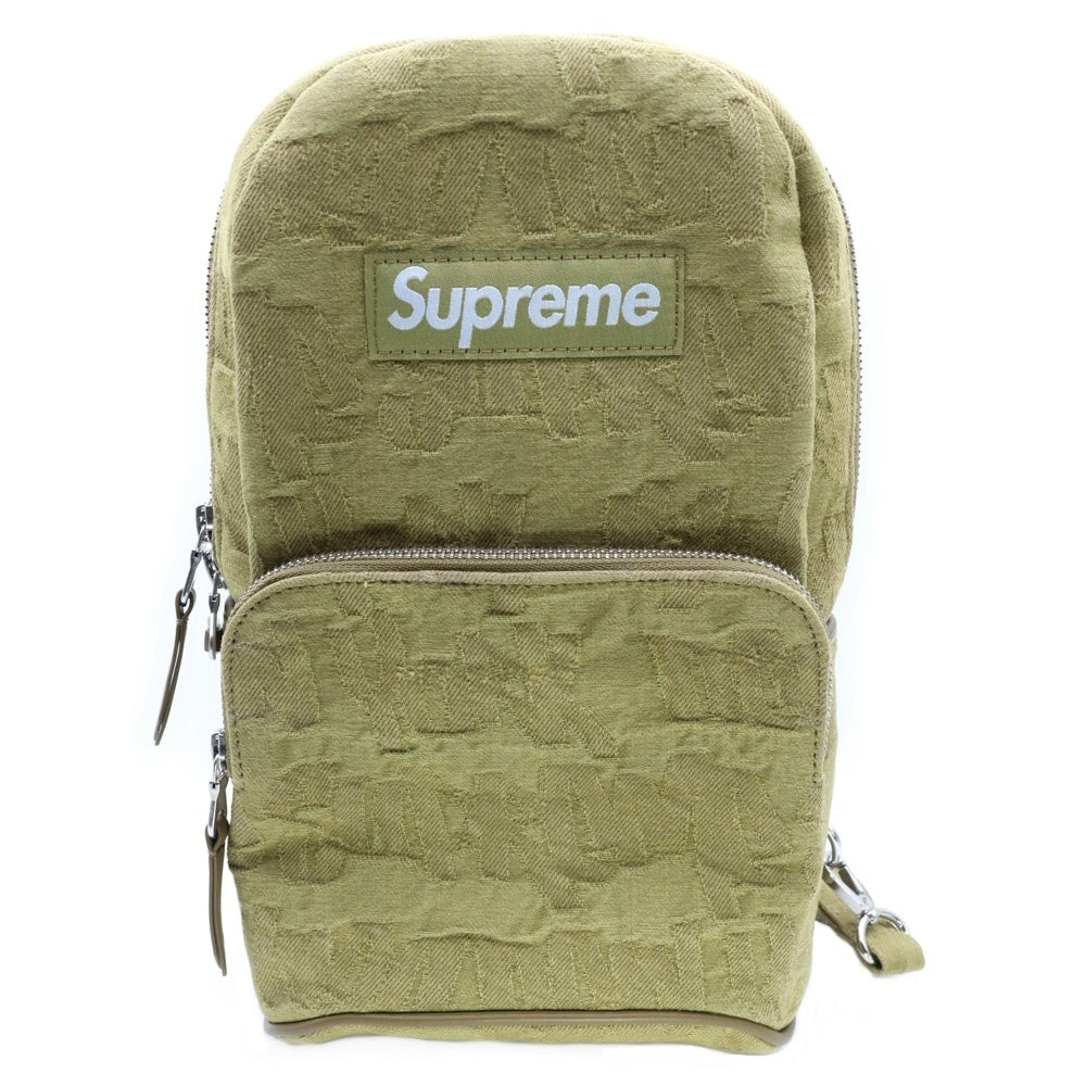 SUPREME(シュプリーム) 22SS Fat Tip Jacquard Denim Sling Bag ボックスロゴ ファットティップ ジャカード デニム スリングバッグ ショルダーバッグ カーキ