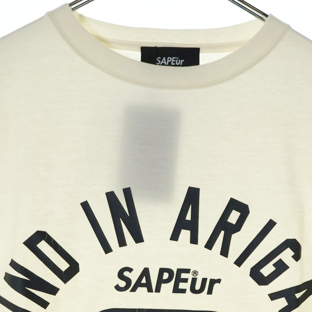 SAPEur(サプール) フロントロゴプリント クルーネック半袖Tシャツ カットソー ホワイト A0022-108