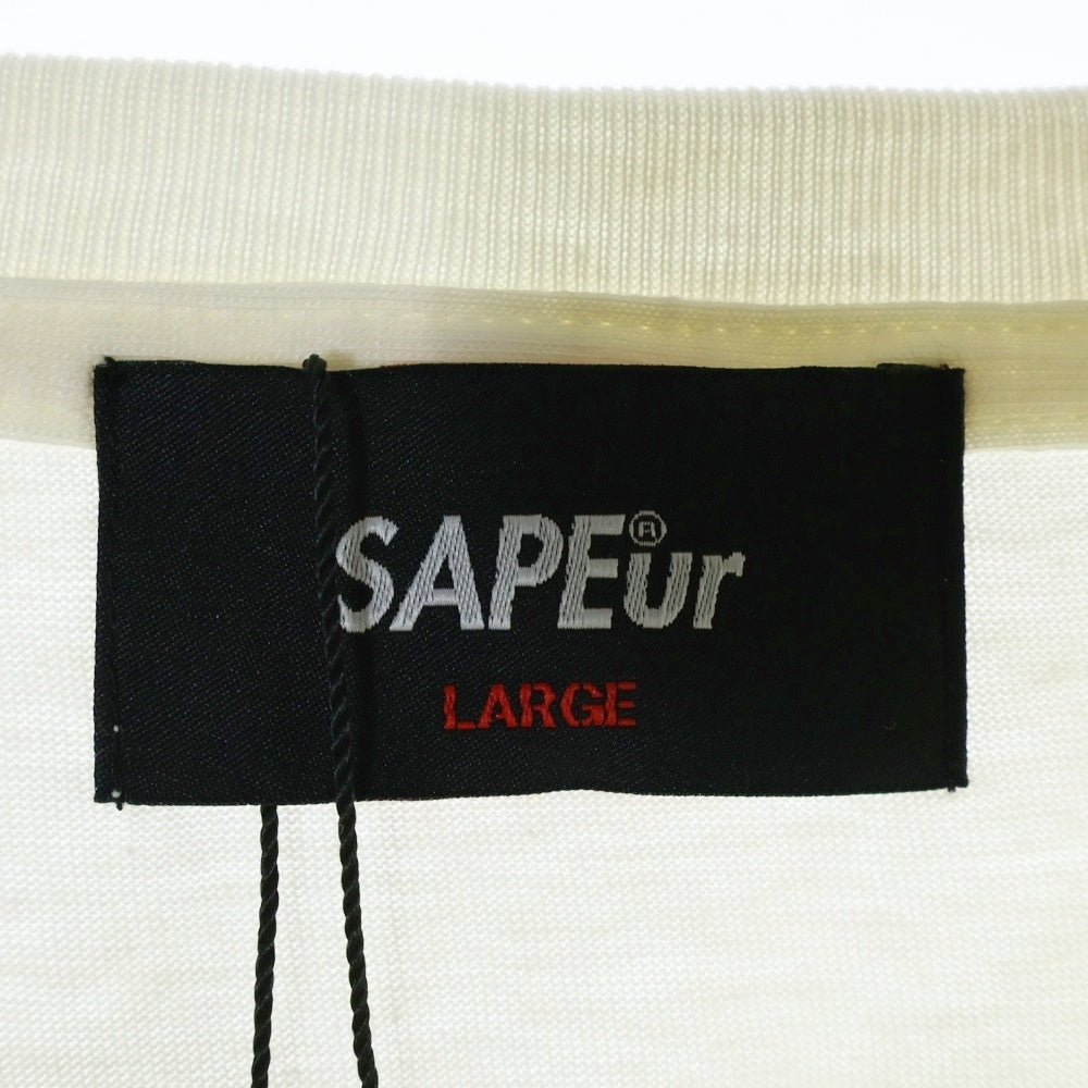 SAPEur(サプール) フロントロゴプリント クルーネック半袖Tシャツ カットソー ホワイト A0022-108