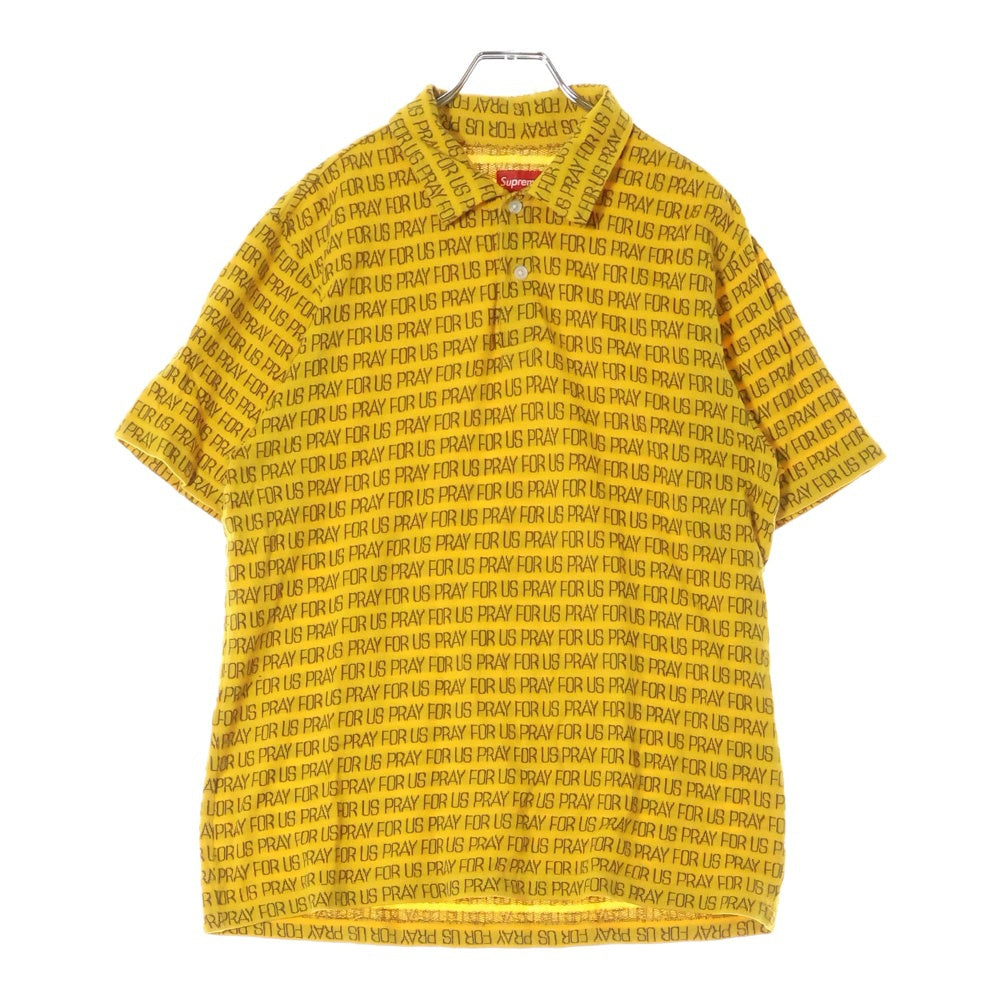 SUPREME(シュプリーム) 18SS Pray For Us Jacquard Polo ジャガード 総柄 半袖ポロシャツ イエロー