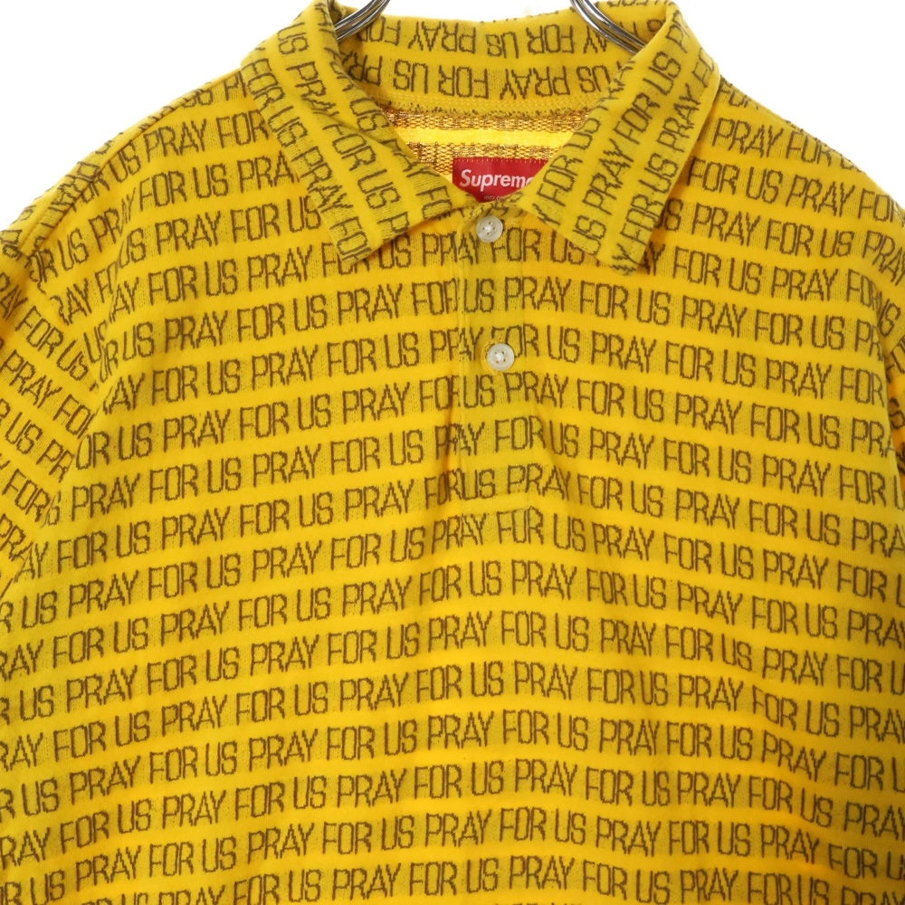 SUPREME(シュプリーム) 18SS Pray For Us Jacquard Polo ジャガード 総柄 半袖ポロシャツ イエロー