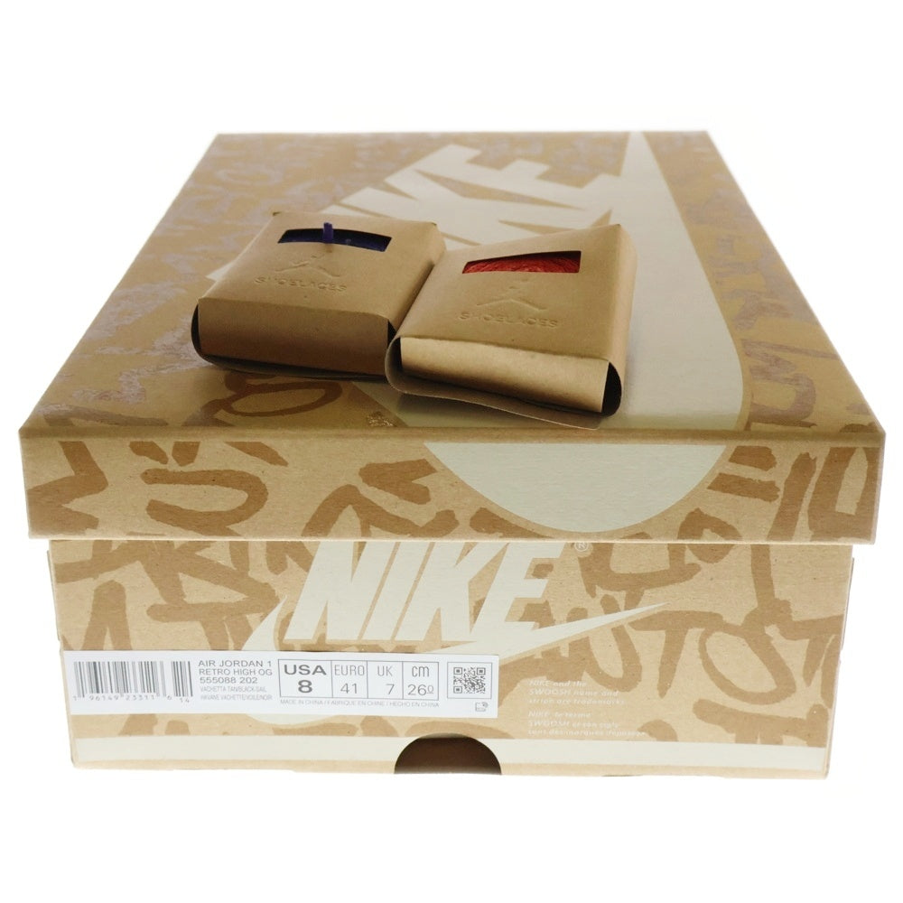 NIKE(ナイキ) AIR JORDAN 1 RETRO HIGH OG Vachetta Tan エアジョーダン レトロ バケッタ タン ハイカットスニーカー ベージュ/ブラック US8/26cm 555088-202