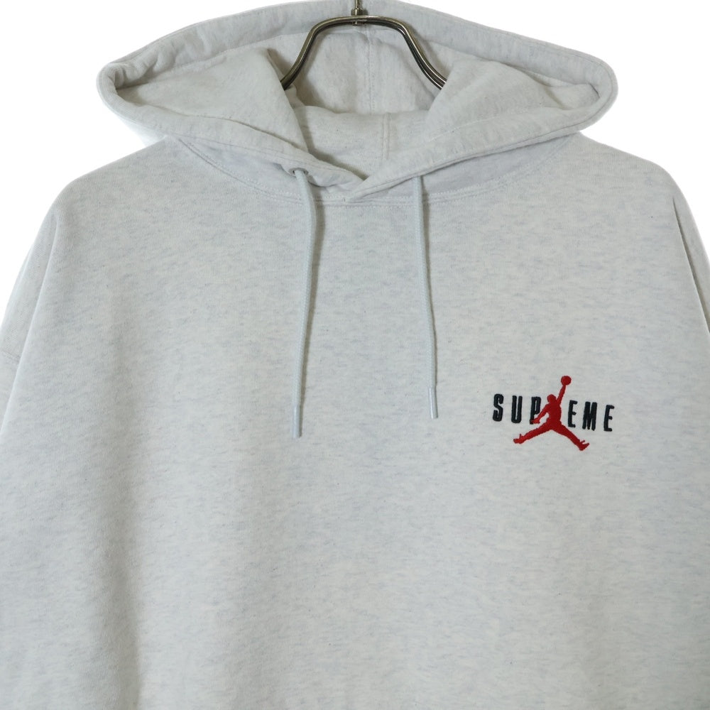 SUPREME(シュプリーム) 24AW ×Jordan Hooded Sweatshirt ジョーダン ロゴエンブロイダリー プルオーバーパーカー スウェットフーディ グレー