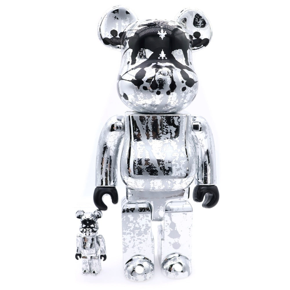 MEDICOM TOY(メディコムトイ) BE@RBRICK PUSHEAD SILVER ANNIVERSARY 100%&400% プッシード シルバーアニバーサリー フィギュア 人形 シルバー