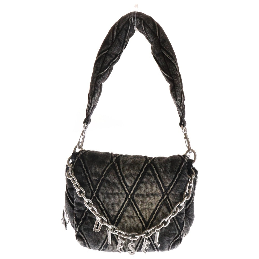 DIESEL(ディーゼル) CHARM-D SHOULDER BAG チャーム ディー ユーズド加工デニムショルダーバッグ ブラック