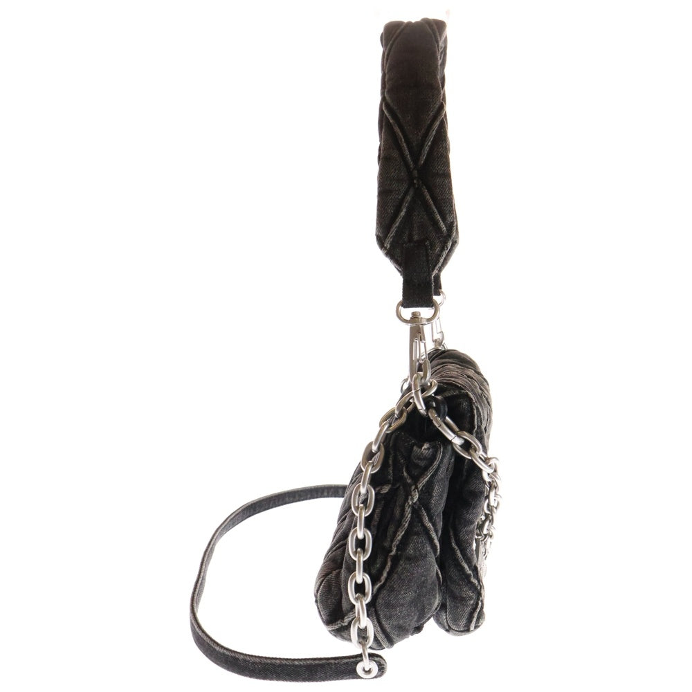 DIESEL(ディーゼル) CHARM-D SHOULDER BAG チャーム ディー ユーズド加工デニムショルダーバッグ ブラック