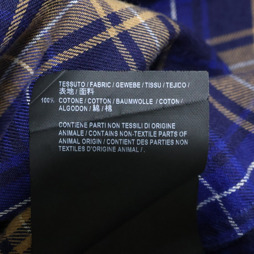BALENCIAGA(バレンシアガ) 17AW Oversized Check Shirt バックロゴプリント オーバーサイズ 長袖 チェック シャツ ブルー 508465 TYB16