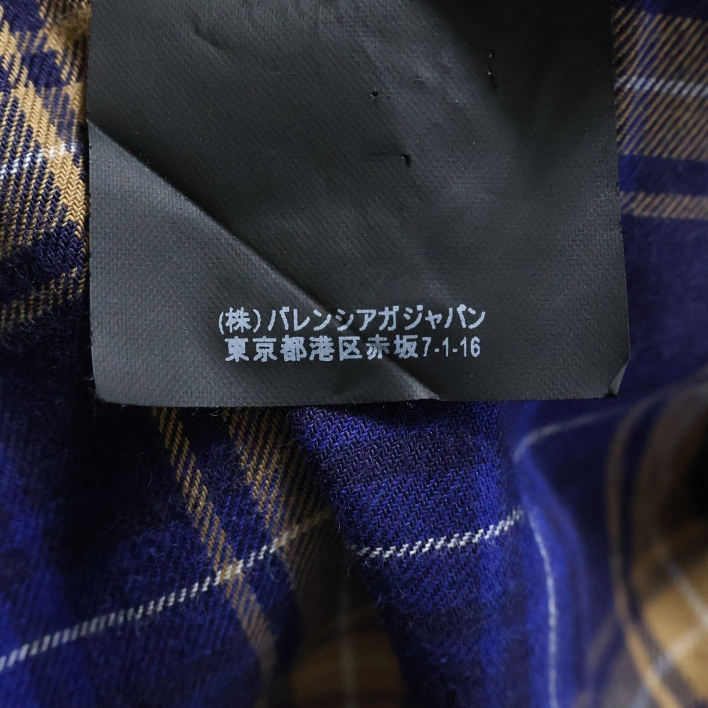 BALENCIAGA(バレンシアガ) 17AW Oversized Check Shirt バックロゴプリント オーバーサイズ 長袖 チェック シャツ ブルー 508465 TYB16