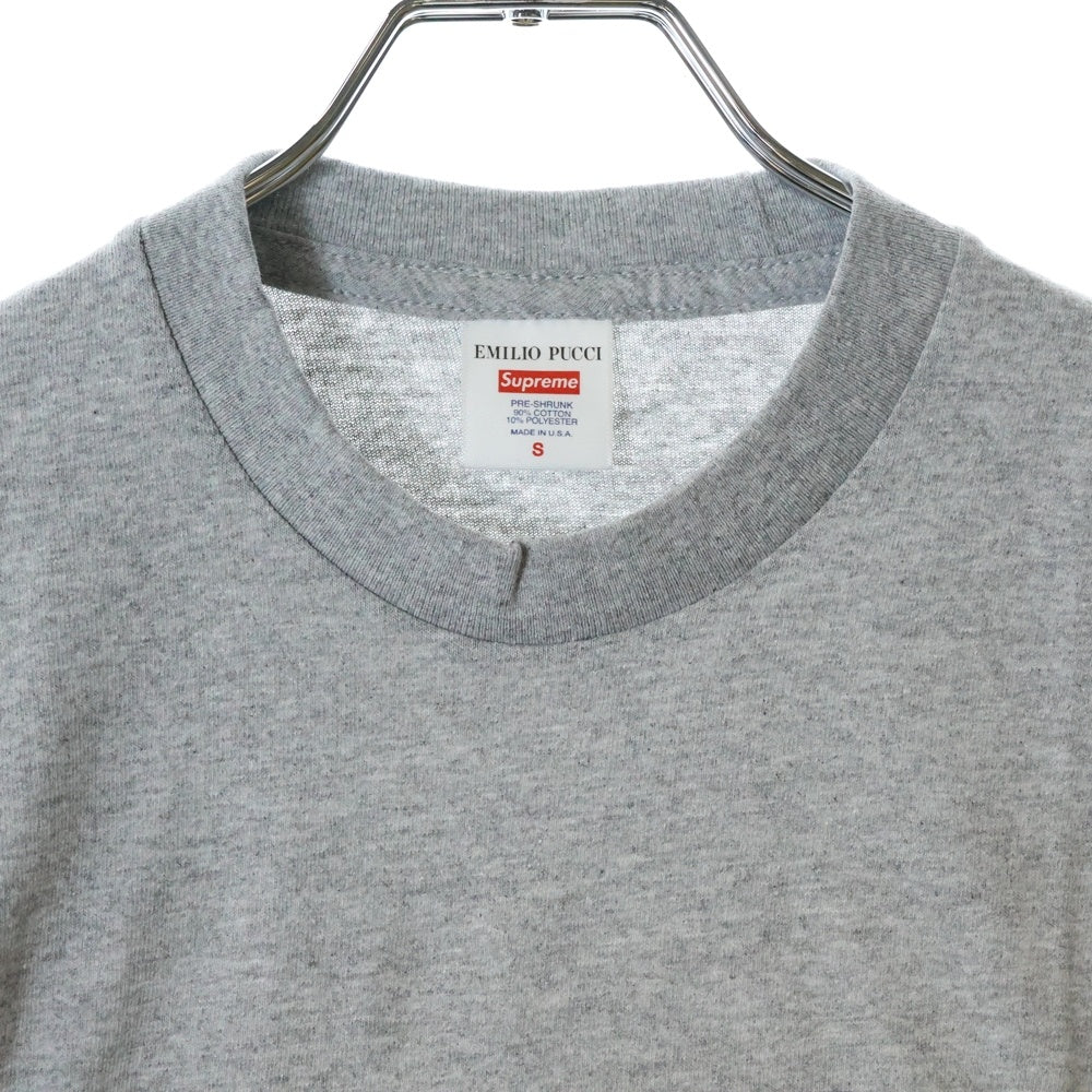 SUPREME(シュプリーム) 21SS×Emilio Pucci Box Logo Tee エミリオプッチ ボックスロゴプリント半袖Tシャツ カットソー グレー/ブルー