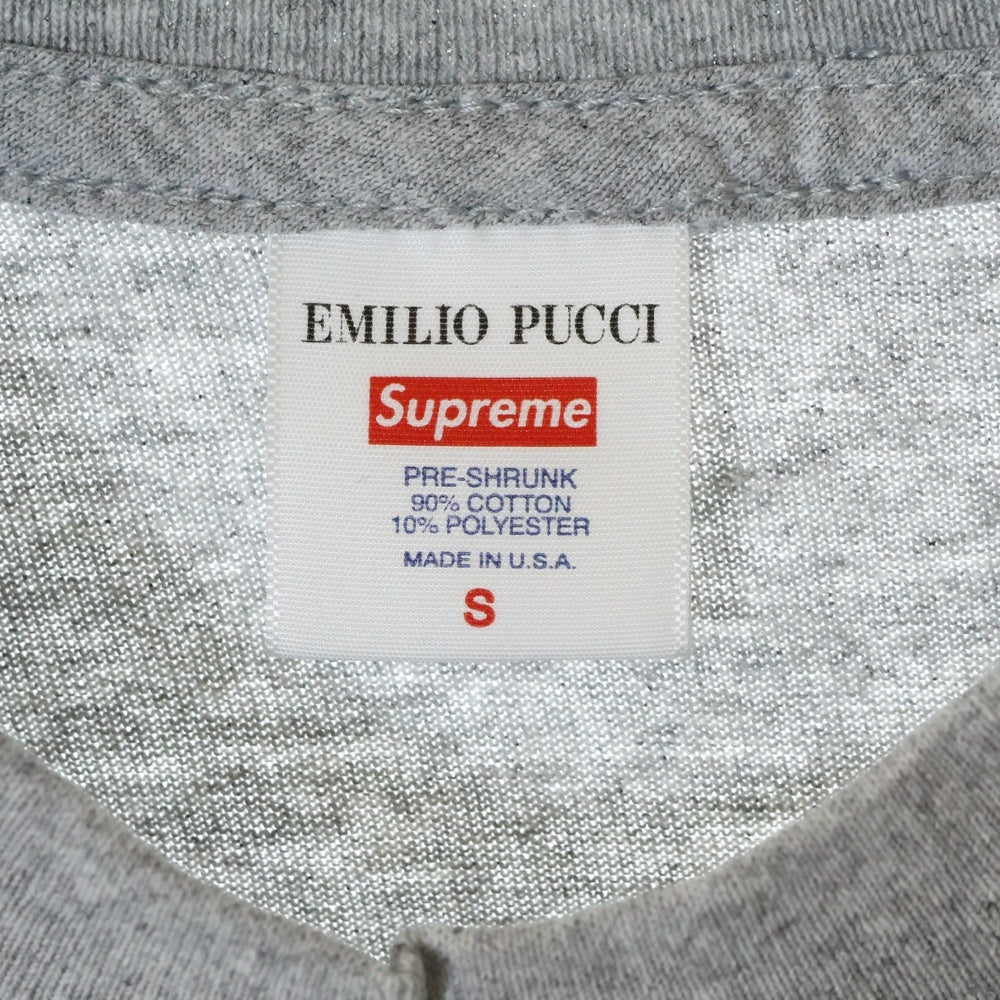 SUPREME(シュプリーム) 21SS×Emilio Pucci Box Logo Tee エミリオプッチ ボックスロゴプリント半袖Tシャツ カットソー グレー/ブルー