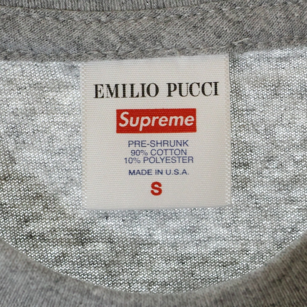 SUPREME(シュプリーム) 21SS×Emilio Pucci Box Logo Tee エミリオプッチ ボックスロゴプリント半袖Tシャツ カットソー グレー/ブラック