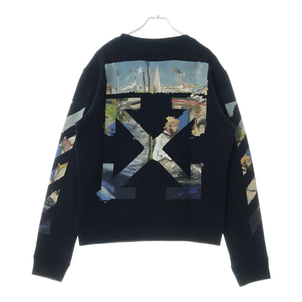 OFF-WHITE(オフホワイト) Side Stripe Round Neck Ordinary Version サイド ストライプ ロゴプリント クルーネックスウェットトレーナー ブラック OMBA025R190030121088