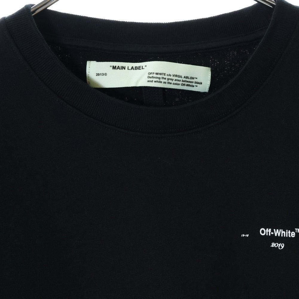 OFF-WHITE(オフホワイト) Side Stripe Round Neck Ordinary Version サイド ストライプ ロゴプリント クルーネックスウェットトレーナー ブラック OMBA025R190030121088